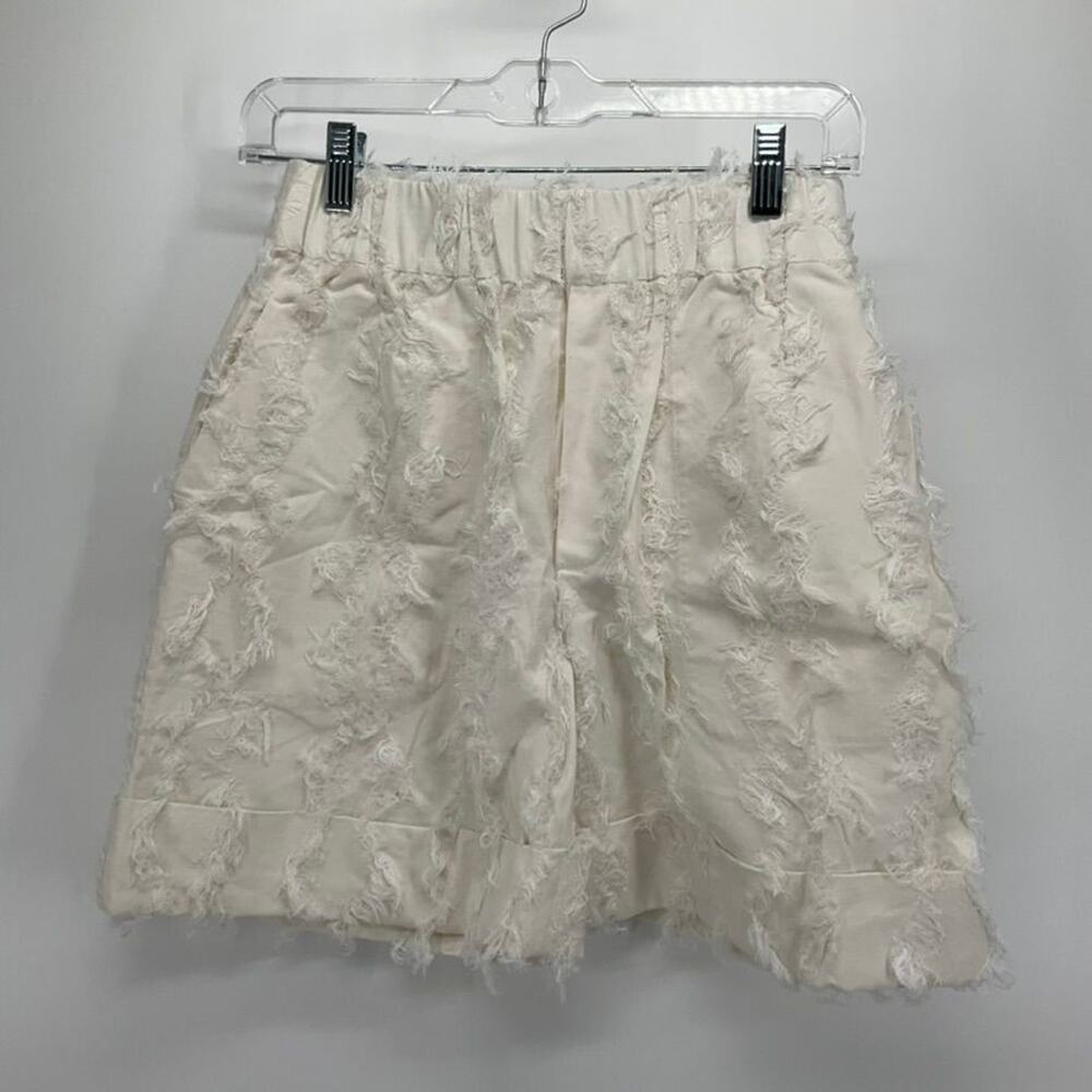 Rachel Antonoff Shorts Sz 10 Cream Textured Eyelash Fringe Romantic Whimsy NEW